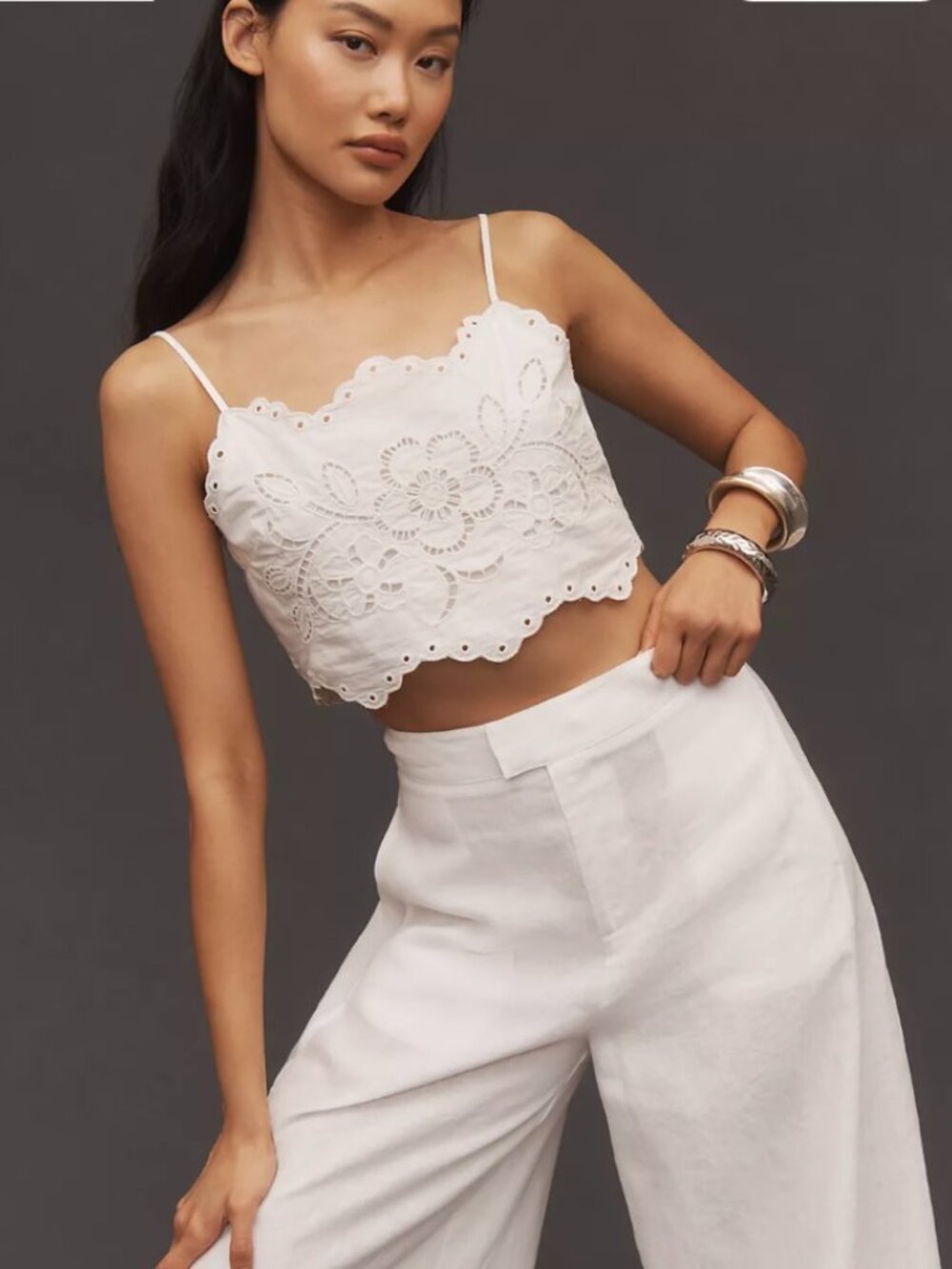 Anthroplogie White Linen Palazzo Pants Size 8 Wide Leg Boho Coastal - Picture 6 of 15